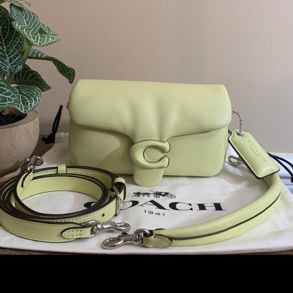Coach Pillow Tabby 18 Leather Shoulder Bag In LIME GREEN